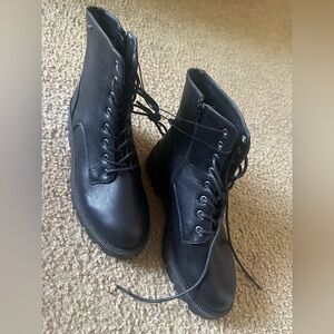 Sugar Black Leather Women’s Boots Size 11 NWT